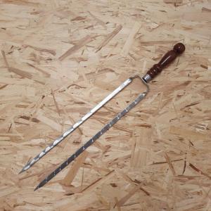 Двойной шампур вилка для баклажанов с деревянной ручкой